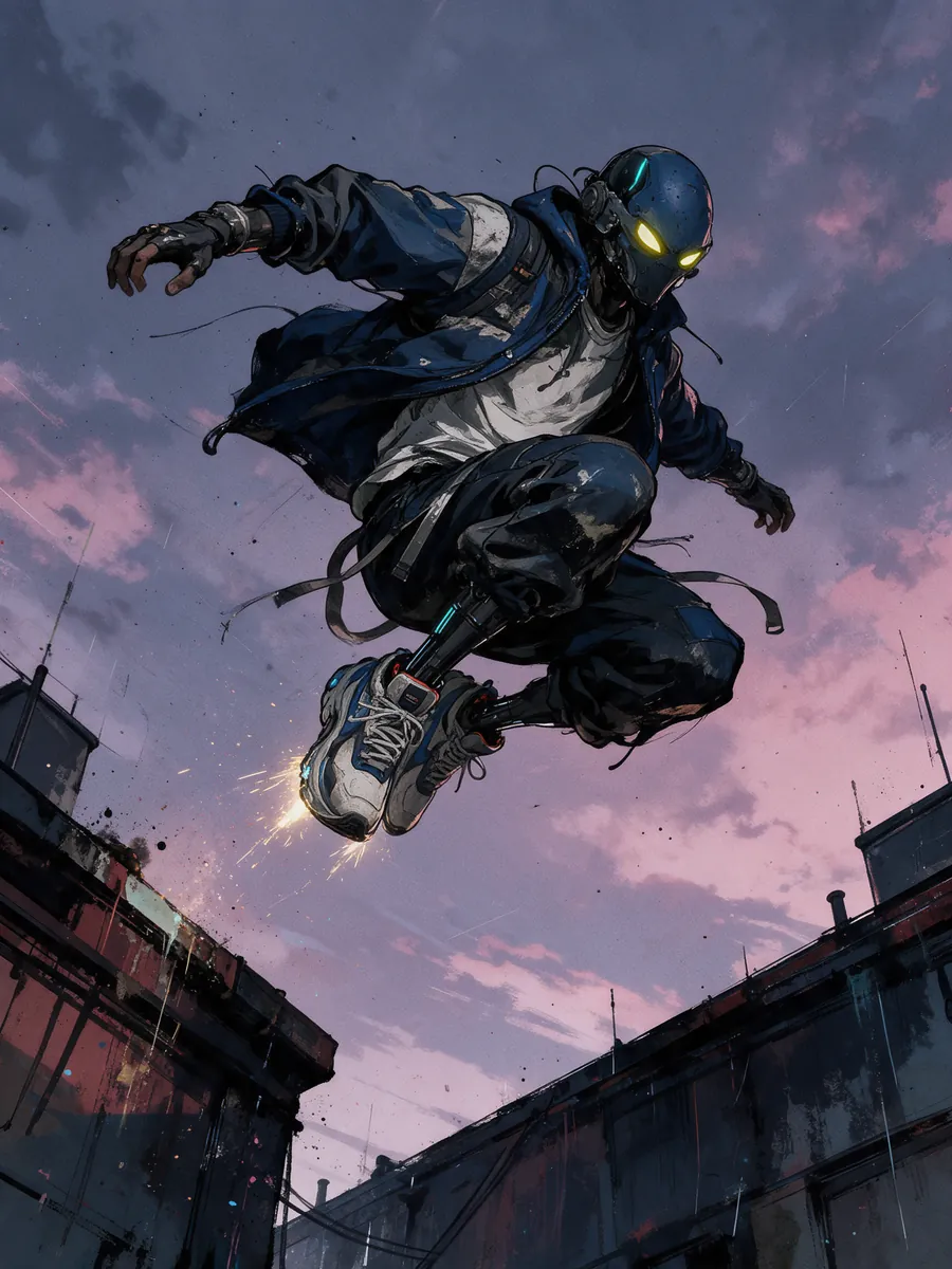 Rush leaping a rooftop gap